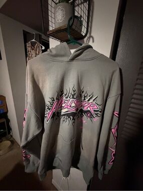 Hellstar Grey Hoodie with Pink Graphic